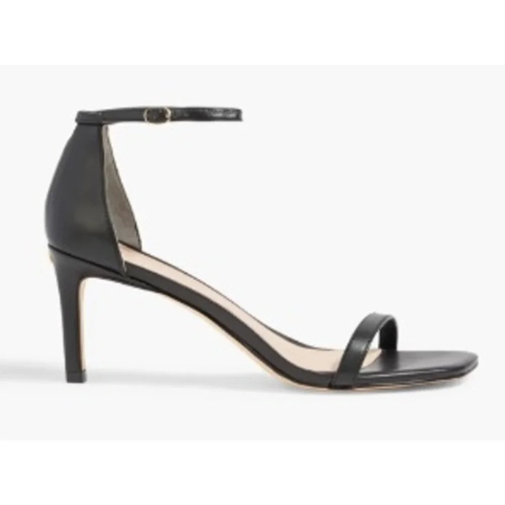 Stuart Weitzman Amelina 75 Stiletto Sandals SB223 Womens 7.5B EU 38 Heels Black